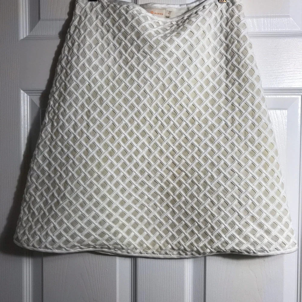 Tory Burch Textured A-Line Skirt - White / Cream S